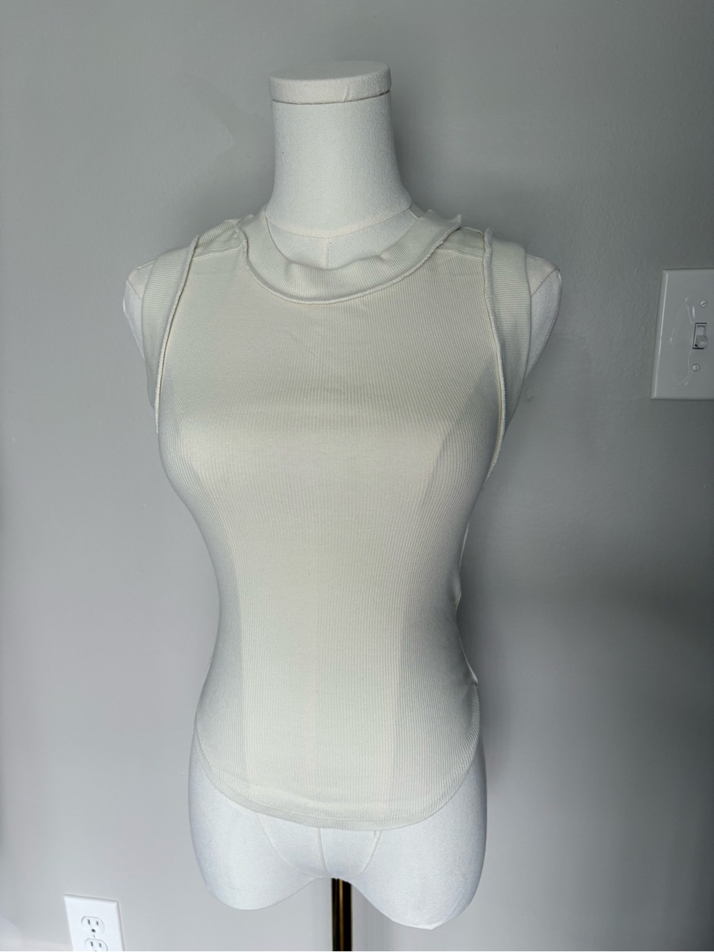 We The Free Ribbed Ivory Sleeveless Tank